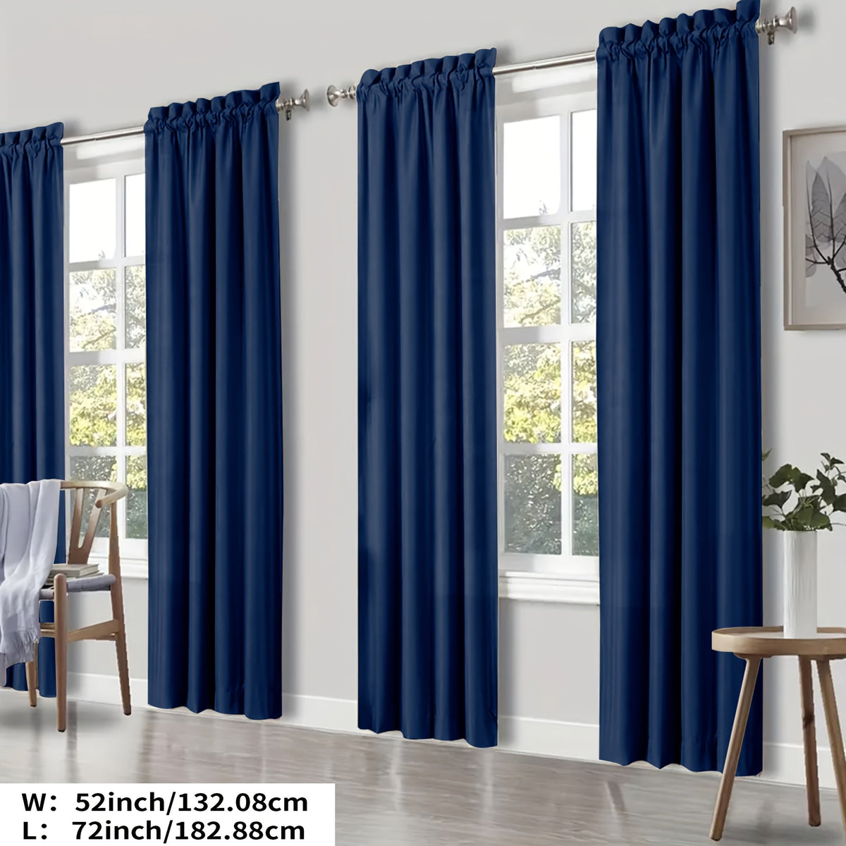 Blackout Curtains 4 Panels Thermal Insulated Room Darkening Drapes, Rod Pocket, Energy Saving, Solid Color for Bedroom & Living Room
