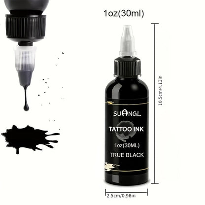 Tattoo Ink Black & White Set 1.01oz — High Brightness Fine Particle Formula, Permanent Body Ink, Needle & Machine Compatible for Professional Studios & Hobbyists