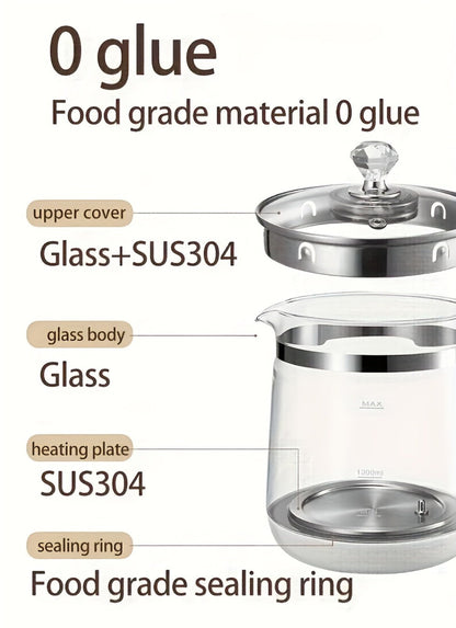 Electric Kettle 1.8L Glass Multi-Cooker with 18 Presets, Tea Infuser, Egg Steaming Rack and US Plug