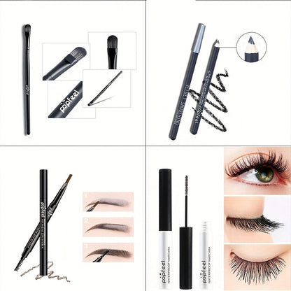 Complete Eye Makeup Kit 40 Color Eyeshadow Palette with Mascara Eyeliner Eyebrow Pencil & Brush — Matte Shimmer Glitter Pigmented