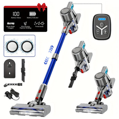 Cordless Vacuum Cleaner 55KPa 8-in-1 Stick Vacuum with LED Light 180° Swivel Lightweight Wireless for Hardwood Carpet Pet Hair Stairs Car Sofa Home Office