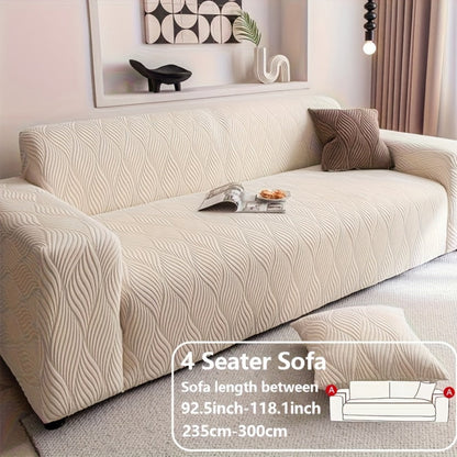 Sofa Cover Polar Fleece Modern Jacquard Elastic Slipcover with Anti-Slip Fit for 1 to 4-Seater Sofas