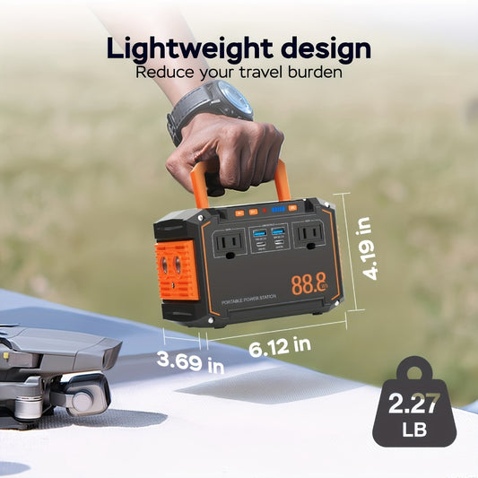 Portable Solar Generator Power Station 88.8Wh / 240Wh – 24000mAh, AC DC USB Ports, LiFePO4 Battery, for Camping RV CPAP Laptop Fan Emergency (Solar Panel Optional)
