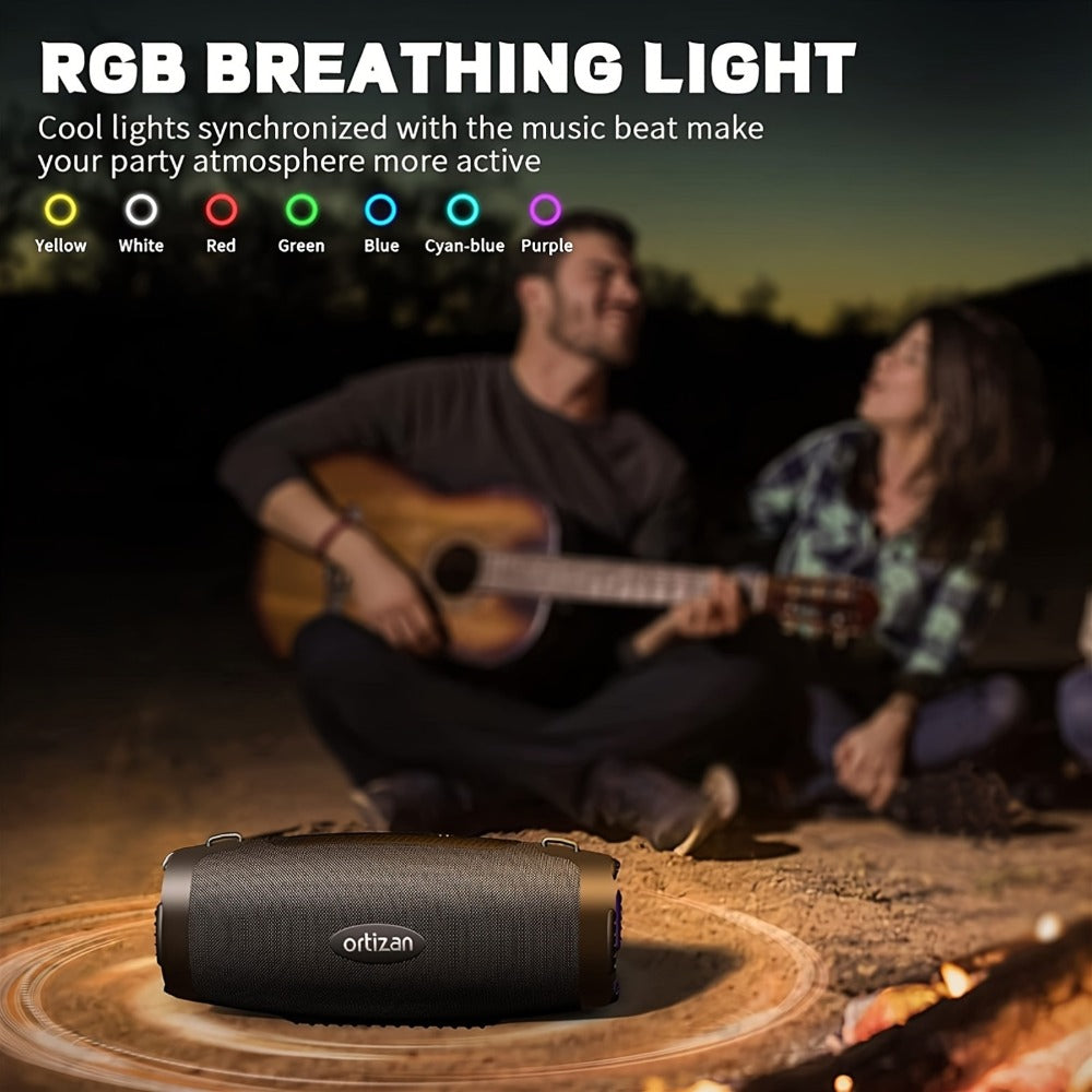 Bluetooth Speaker Ortizan 100W Boombox with 14000mAh Battery, IPX7 Rating, RGB Lights, USB and Carry Strap