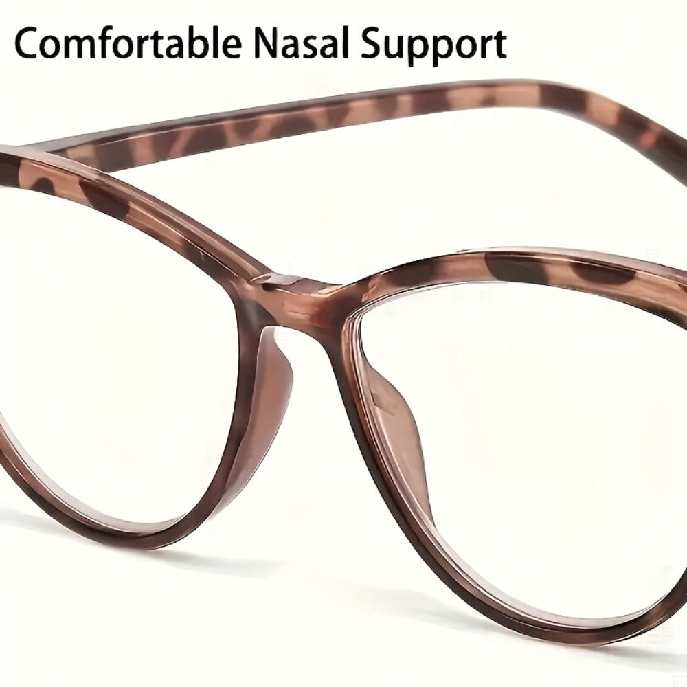 Reading Glasses – Six-Pair Floral Cat-Eye Blue-Light Reader Set with Spring Hinges in Seven Strengths