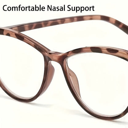 Reading Glasses – Six-Pair Floral Cat-Eye Blue-Light Reader Set with Spring Hinges in Seven Strengths