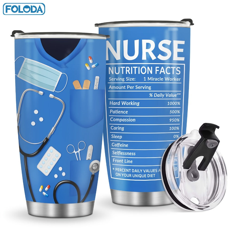 Insulated Tumbler 20oz Nurse Graphic Stainless Steel Vacuum Travel Mug in Four Color Options