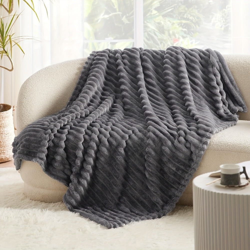 Reversible Faux Rabbit Hair Blanket in Four Colors and Five Sizes from 39 x 60 to 108 x 90 Inches