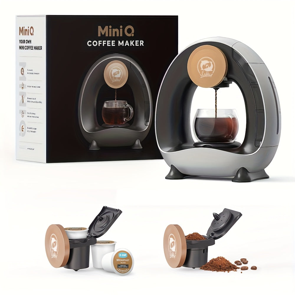 Single Serve Coffee Maker 2-in-1 K-Cup Compatible and Coffee Grounds - Mini Drip Coffee for Entryways, Bedrooms and Living Spaces