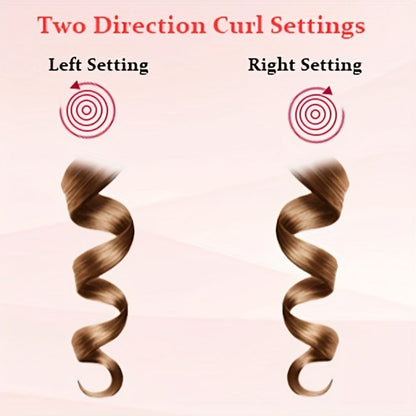 Automatic Curling Iron 32mm Essential Oil Coating – 4 Temperature Settings Anti-Scald Moisturizing Hair Curler with Hairpins & Comb for All Hair Types – Purple