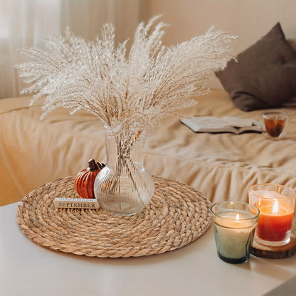 Woven Round Placemats in 10- or 30-Piece Sets with Matching Holders and 12-Inch Natural Look