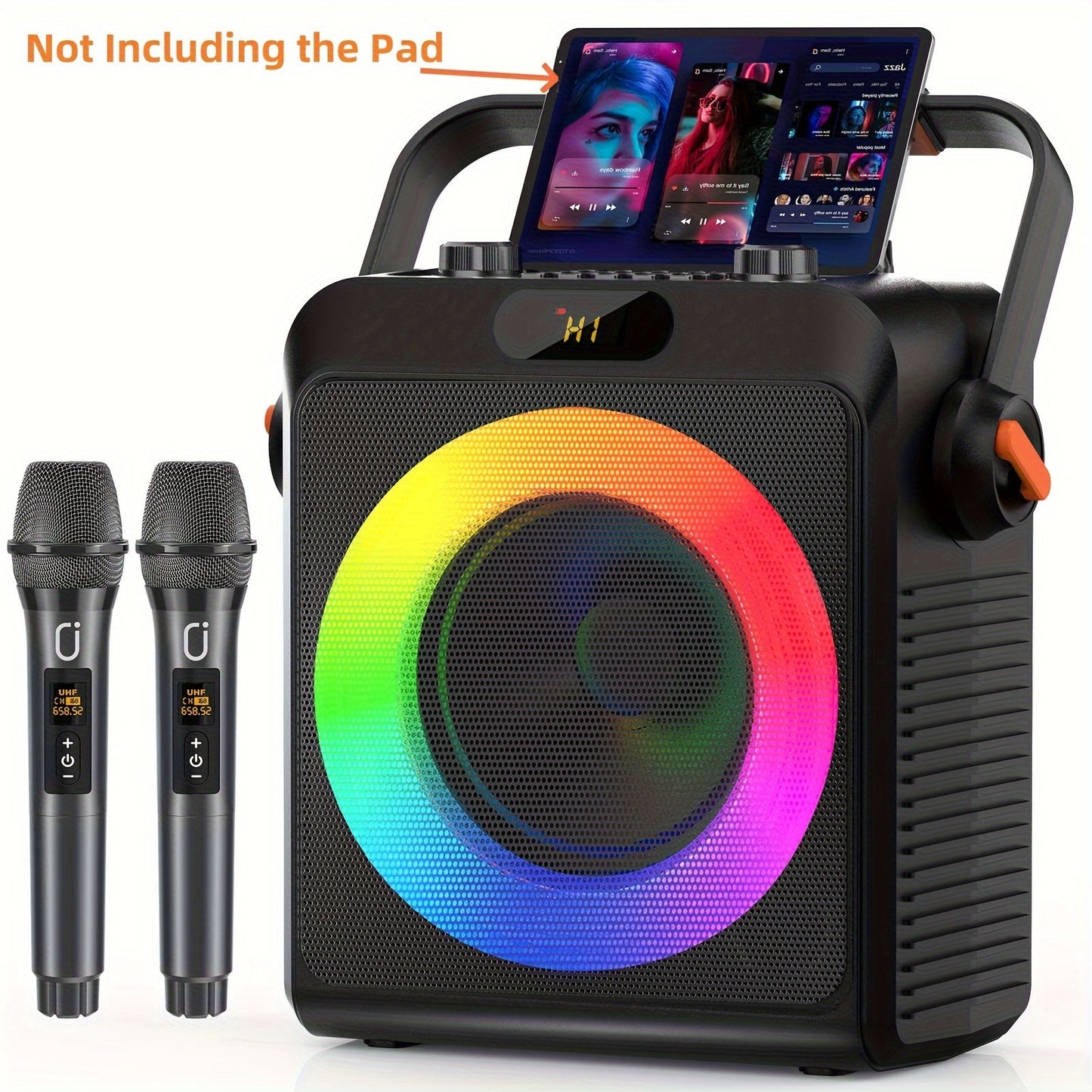 JYX T19-T Karaoke Machine for Adults with 2 Microphones & RGB Light Show - Wireless Bluetooth Speaker, Live Streaming Function, Home Party KTV System, Christmas Birthday Gift for Family Friends