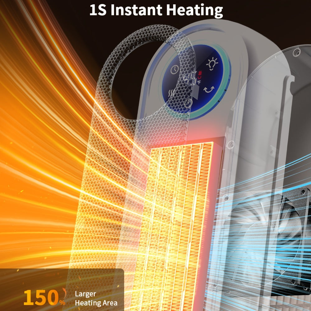 1500W Oscillating Tower Space Heater in Black or White with Digital Remote or Knob Controls