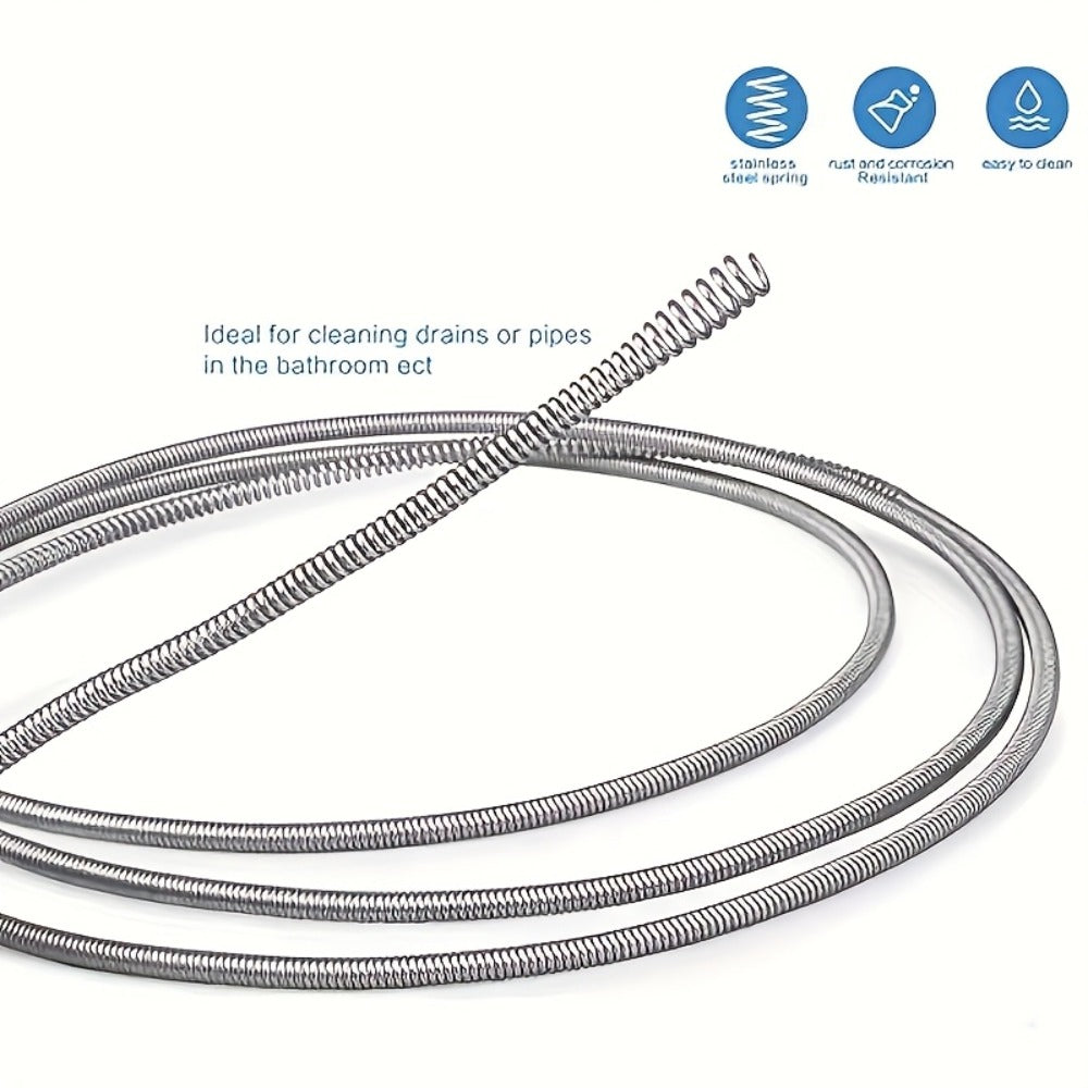 Drain Snake Pipe Cleaner – Flexible Drain Auger for Toilet, Sink, Shower & Sewer Clog Removal, Reusable Spring Wire Drain Unclogger