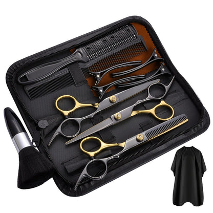13-Piece Hair Cutting Scissors Kit with Straight and Thinning Shears, Combs, Cape and Storage Case