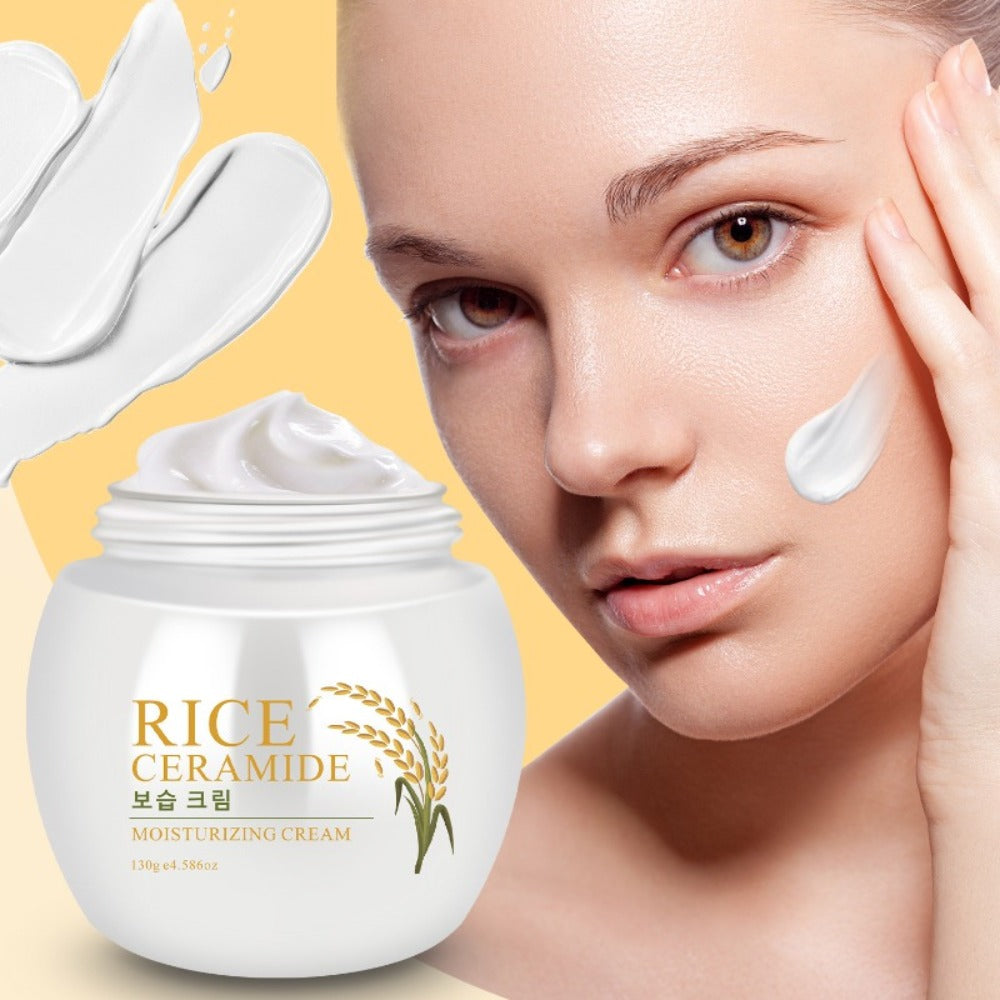 Face Cream Rice Ceramide 130g Formula with Hyaluronic Acid, Glycerin and Day or Night Moisturizing Use