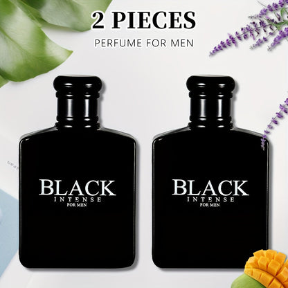 Men's Cologne Black Intense 100ml Eau de Toilette Two-Bottle Set in Matching Black Spray Bottles