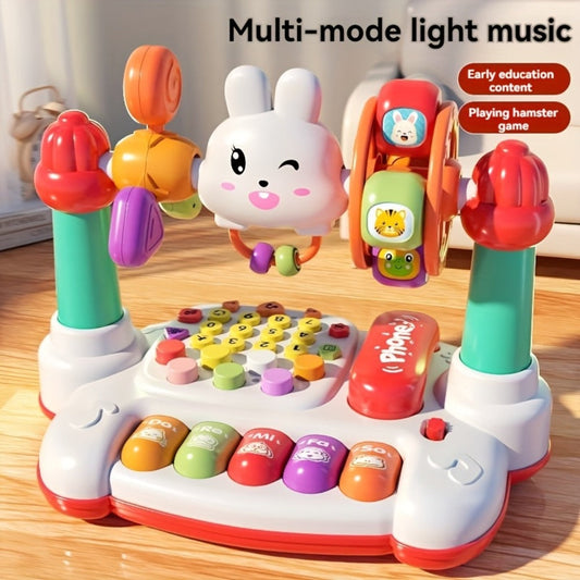 Rabbit Story Machine Toy for Kids with Piano Music & LED Lights – Multifunctional Educational Phone Toy, Storytelling Sensory Toy for Toddlers, Easter Birthday Christmas Halloween Gift for Boys & Girls
