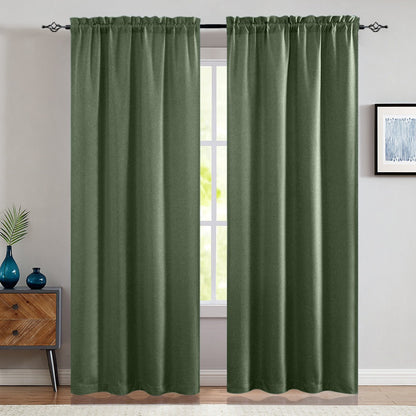 Two-Panel Solid Window Curtain Set with Rod-Pocket Top, 40 x 95-Inch Size and Two Color Options