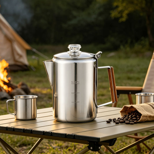 304 Stainless Steel Stovetop Moka Pot Coffee Maker 9 Cup - No Electricity Needed, Works on Gas Stove