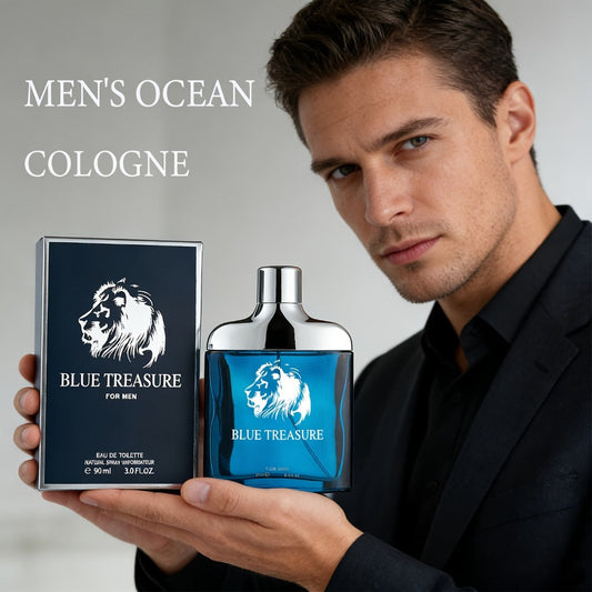 Eau de Parfum Men 90ml Cologne Spray Deep Blue Aquatic Scent Long Lasting Luxury Fragrance for Daily Wear Date Night Holiday Gift for Him 3.04 Fl Oz