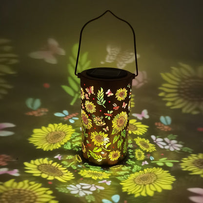 Solar Garden Lights IP65 Pattern Lantern with Hummingbird, Sunflower or Butterfly Designs for Yard Decor