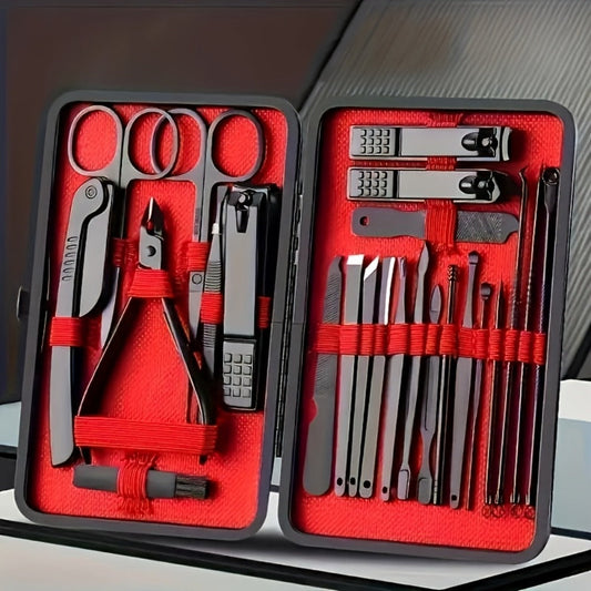 Manicure & Pedicure Kit 25 Piece Stainless Steel Nail Clipper Set – Professional Sharp Blade Complete Home Nail Care Tools for Fingernails & Toenails, Gift Set for Women Men Adults