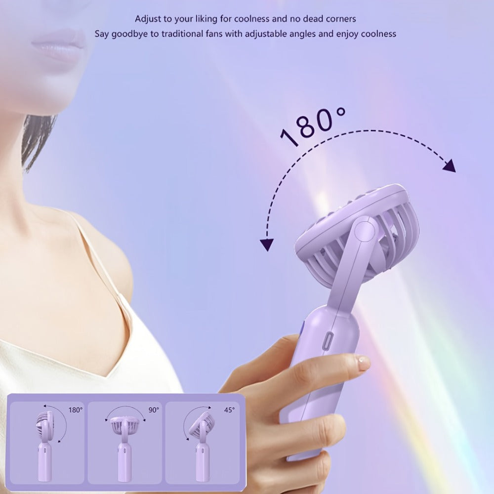 Mini Handheld Fan Set with Pivoting Heads, Three Speeds, USB-C Charging and 3- or 6-Piece Color Packs