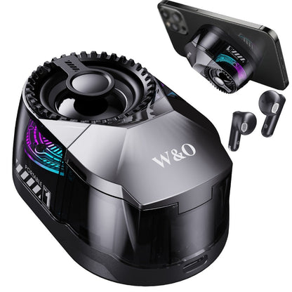 5-in-1 Wireless Bluetooth Speaker with Phone Holder & Earbuds, HD Stereo Sound, Colorful Ambient RGB Light, Universal Tablet & Phone Stand, Wireless Earbuds Included, Ideal for Work Travel Home Office