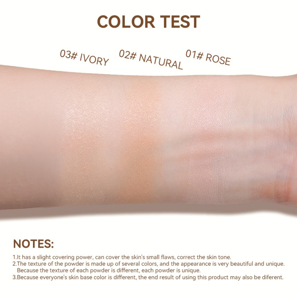 Marbled Pressed Powder Foundation Compact with Mirror in Six Shade Labels from Rose to Sand