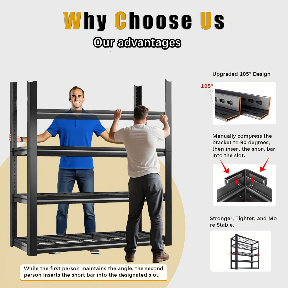 2500LBS Garage Storage Shelves Adjustable Metal Shelving 72" – Upgrade Double Layer Column Commercial Grade Utility Rack | 5-Tier Steel Shelf for Warehouse, Basement, Kitchen & Pantry | 35.5"W × 16"D × 72"H Black