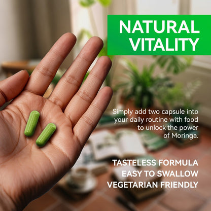 Herbal Supplements with Megneta Label, Moringa Oleifera 12000mg per Serving, 60 Capsules per Bottle