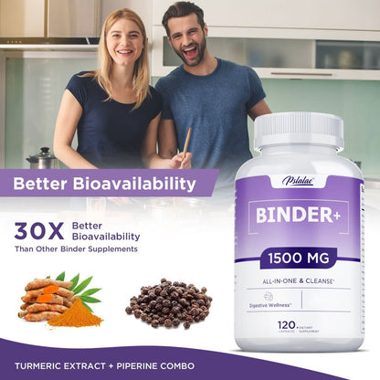 Dietary Supplement 13-in-1 Binder Capsules with Activated Charcoal, Zeolite and Bentonite Clay, 120 Count