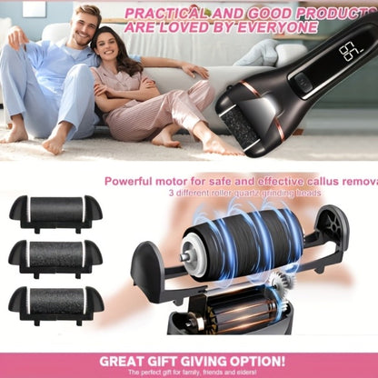 14-in-1 Rechargeable Electric Foot File Kit with Three Roller Heads and Three Color Options
