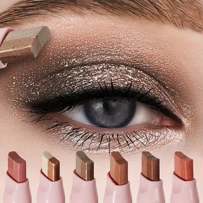 Dual-Color Eyeshadow Stick Set 6pcs Waterproof Two-Tone Eye Shadow Pencil – Smudge-Proof, Non-Fading, Blendable Shimmer & Matte Eye Makeup Kit for Women Beginners, Holiday Gift
