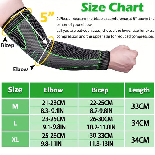 Compression Elbow Brace Arm Sleeves 2pcs Non-Slip Breathable Elbow Support for Tendonitis Tennis Elbow Golfer Elbow Pain Relief for Men Women Basketball Gym Sports
