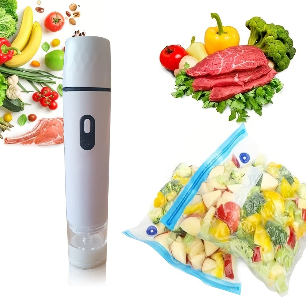 Handheld Vacuum Sealer with USB Cable and 15- or 30-Bag Storage Kit for Compact Kitchen Use