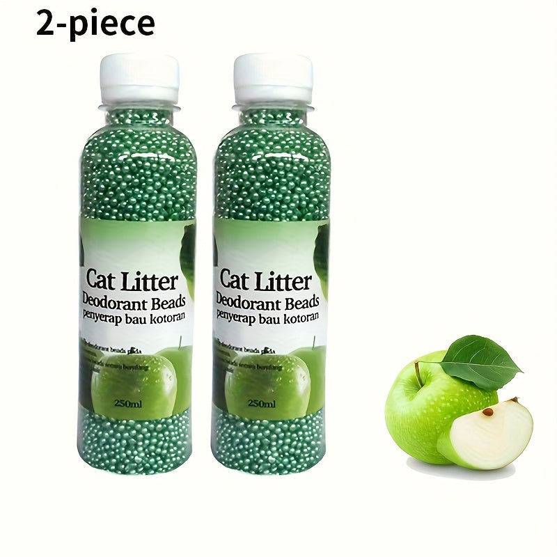 Flushable Cat Litter Deodorizer Beads 2-Pack - Dust-Free Odor Eliminator for Cat Litter Box, Mixed Absorbent Particles, Multiple Scents - Lavender Jasmine Lemon Green Rose, Easy Toilet Disposal