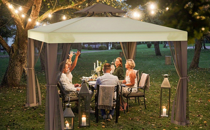 Gazebo Tent 10x10 FT Mosquito Netting Quick Setup Outdoor Canopy