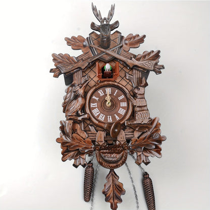 Cuckoo-Style Decorative Wall Clock with Pendulum and CL010 or CL303 Brown Wood-Look Model Options