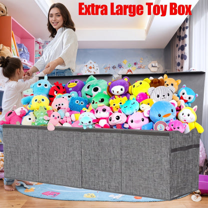 Collapsible Toy Storage Box with Lid, Side Handles and Two- or Four-Grid Divider Options for Playrooms