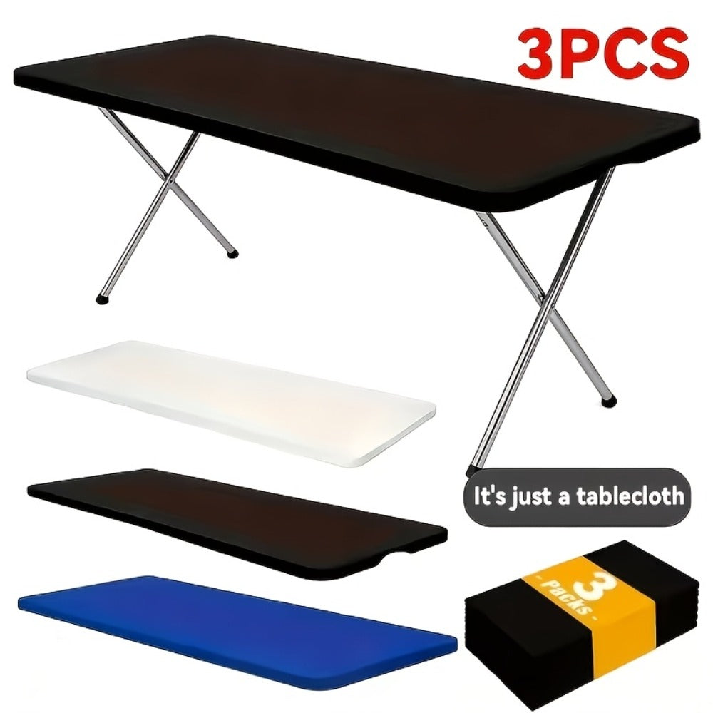 Tablecloth Elastic Cover Set for 6-Foot Rectangle Tables in 3, 6, 9 or 12 Pieces and Three Colors