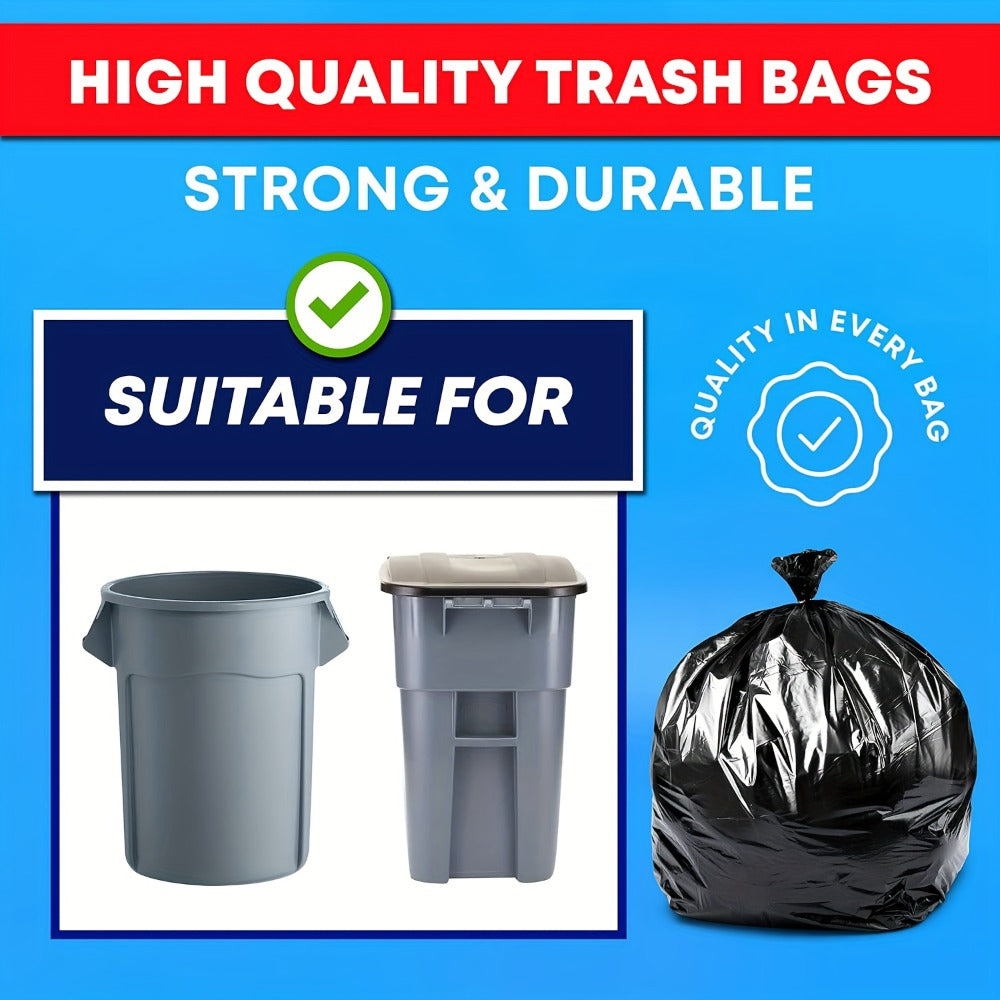 65 Gallon Heavy Duty Trash Bags, Extra Large Black Garbage Bags Tear-Resistant Thickened, 25 & 50 Count for Yard Waste, Outdoor Cleanup, Camping, Lawn & Leaf Bags – Supports Up to 8kg