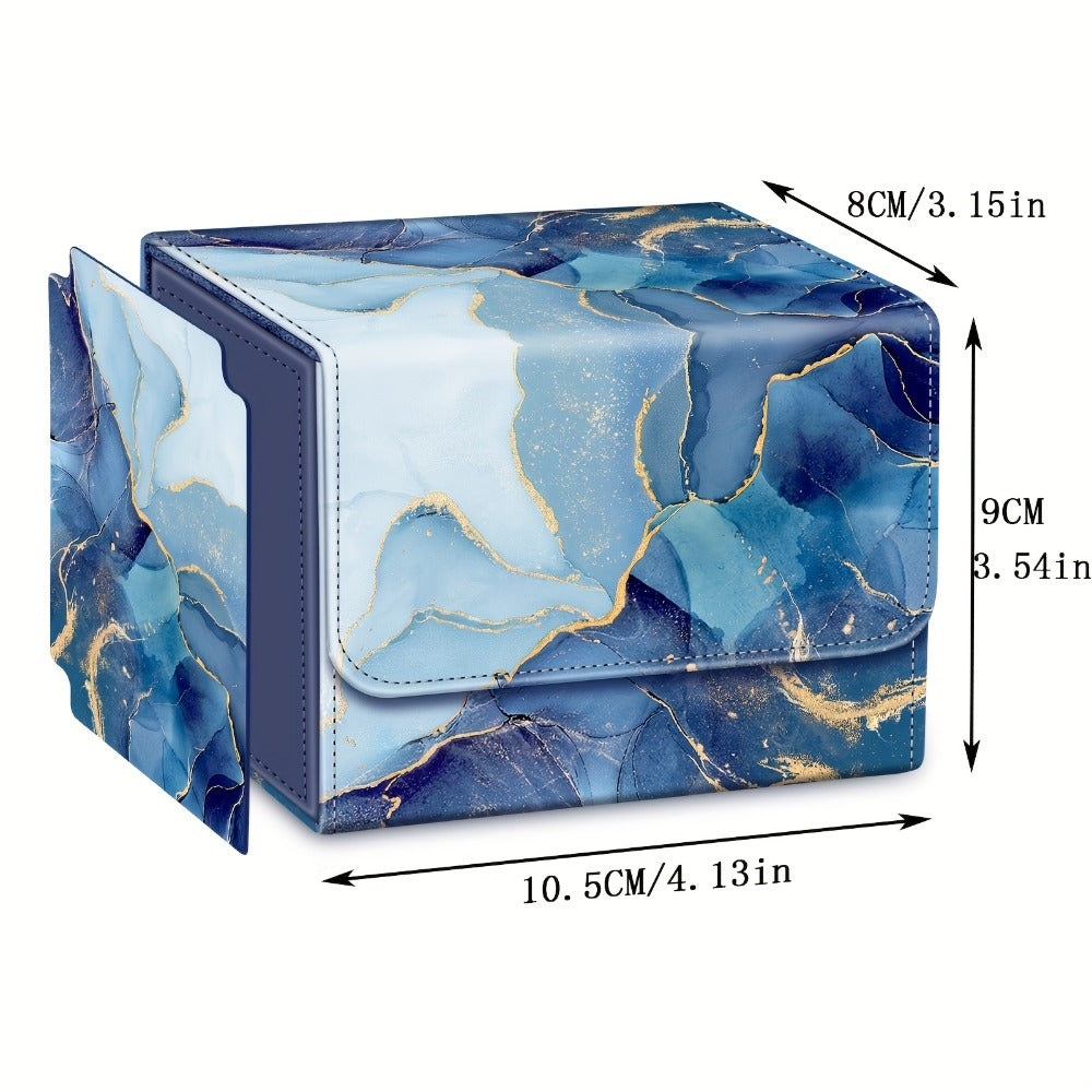 Magnetic Card Storage Box 180+ Cards MTG TCG CCG – Premium PU Leather Deck Box with Magnetic Closure, Built-In Divider, Marble & Starry Sky Colors for Trading Card Collectors & Players