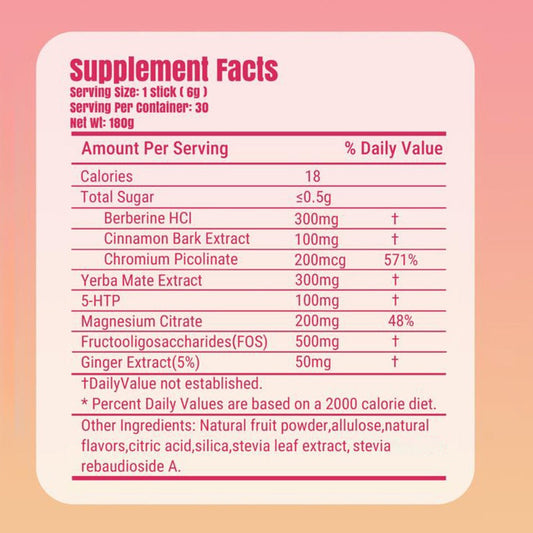 Berberine Supplement Sticks with Yerba Mate — Strawberry Acai Flavor Vegan Cutting Mix | Natural Metabolism Blood Sugar & Energy Support | Gluten-Free Dairy-Free | 30 Stick Packs Per Bottle