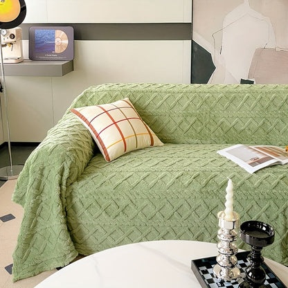 Sofa Cover Soft Polyester Velvet Bohemian Jacquard Throw for 3 or 4-Seater Sofas in Five Colors