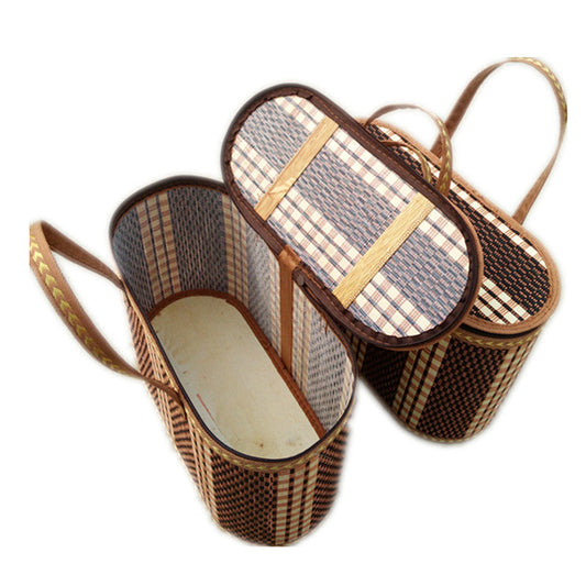 Storage Basket Woven Cotton Rope Organizer Basket with Handle – Collapsible Handcrafted Picnic Basket for Home Decor, Nursery, Laundry & Shelf Organizing