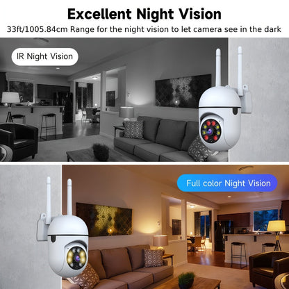 Indoor Security Camera 2-Pack with 355° Pan-Tilt, Night Vision, Two-Way Audio and Connection Options