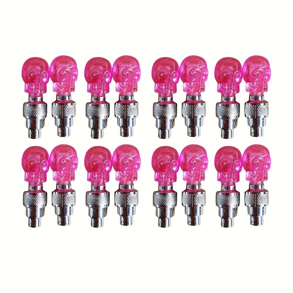 LED Tire Valve Stem Light Sets in 4-, 8- or 16-Piece Blue, Green, Red, Mixed and Skull-Top Configurations