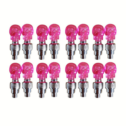 LED Tire Valve Stem Light Sets in 4-, 8- or 16-Piece Blue, Green, Red, Mixed and Skull-Top Configurations